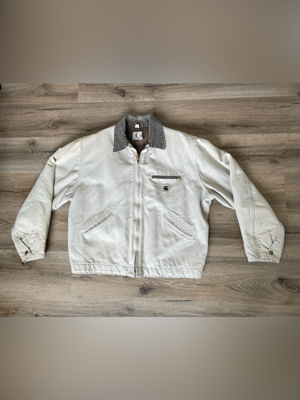 vintage 90’s carhartt j76 stn sandstone detroit jacket in stone size x-large